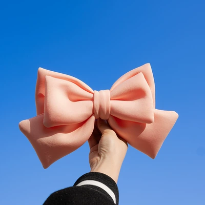 Motosiklet dəbilqələri | Universal Motorcycle Helmet Accessory, with - basic-double-layer-bow-peach-pink