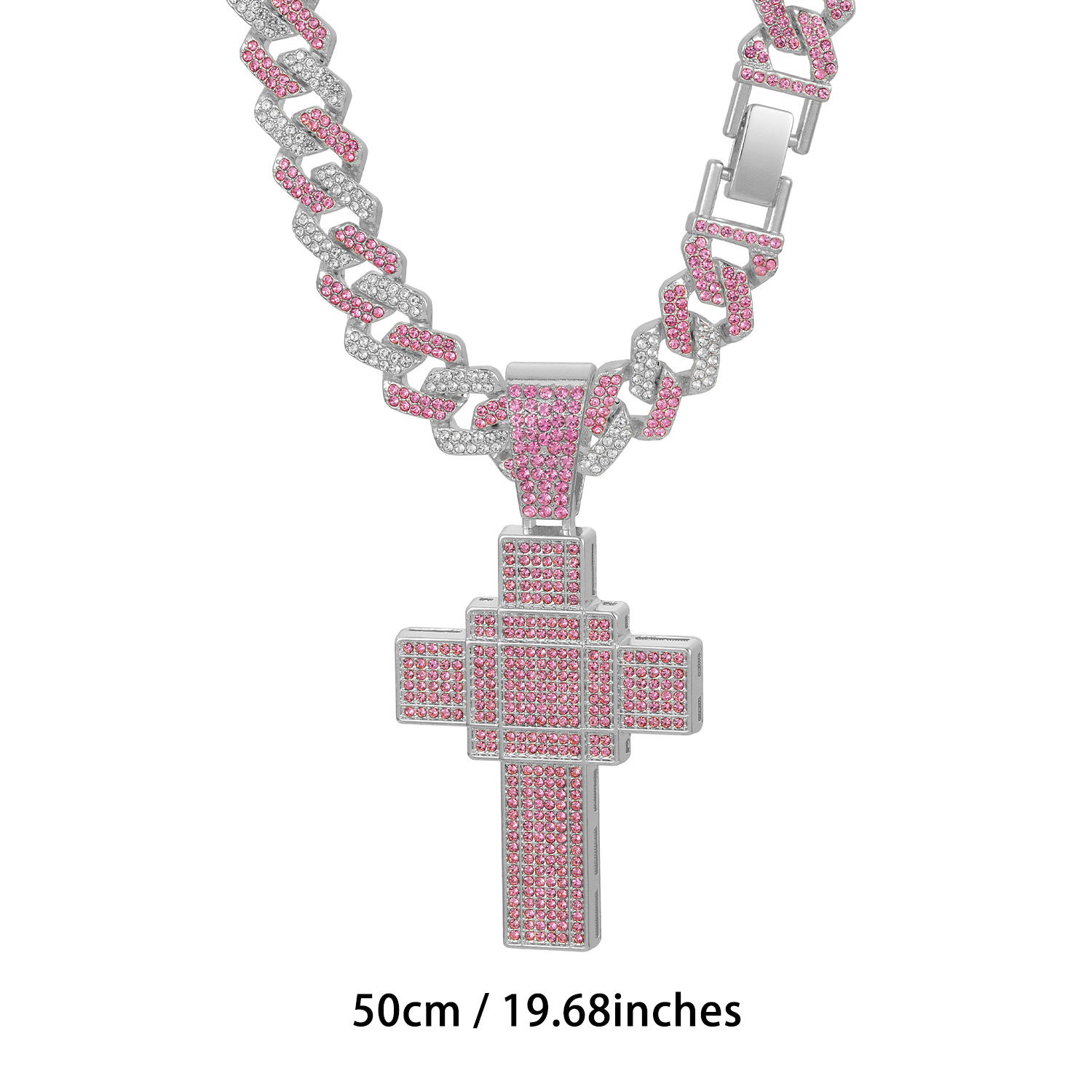 Collana con croce tridimensionale rosa oversize da donna_voghion.com