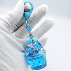 韩版可爱入油液体钥匙扣挂件 创意卡通漂流瓶钥匙链礼品配件批发