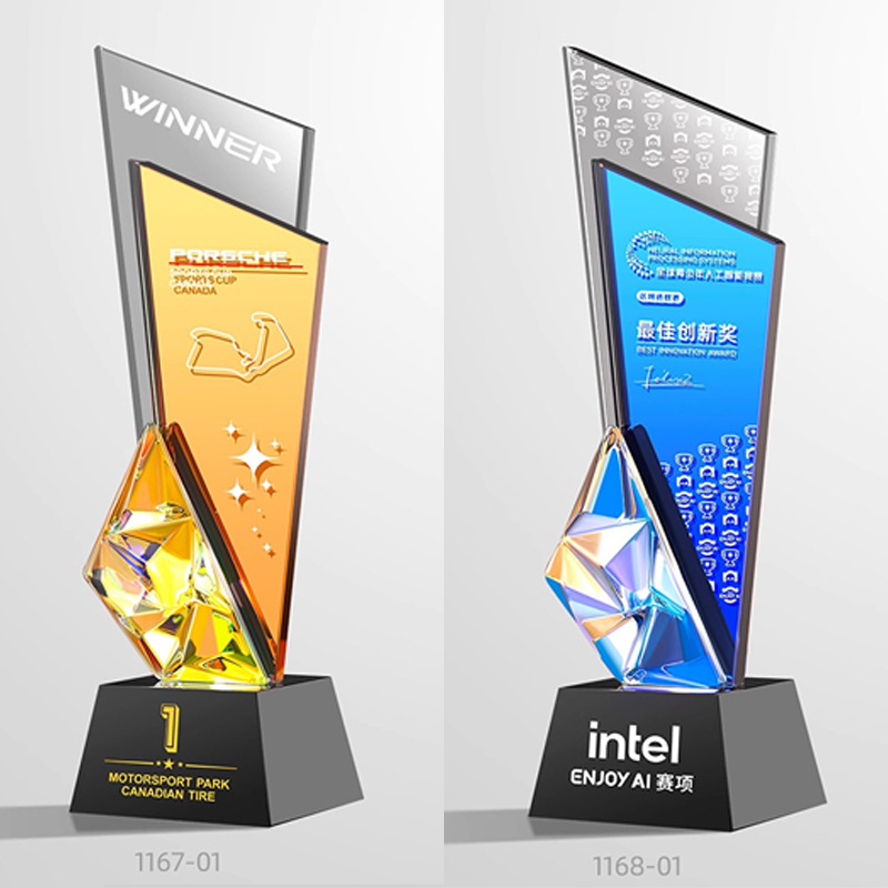 Trofeo de cristal de alta gama personalizado creativo nuevo premio anual excelente equipo de empleados proveedor medalla souvenirs