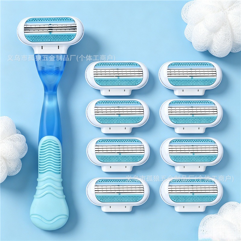 Women's Razor Hair Removal Tool for Leg Hair Removal Venus Pink Blue Blade Holder