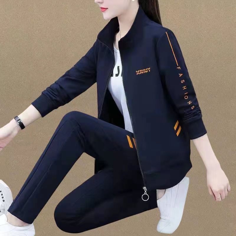 妈妈装春秋季运动服套装女2024新款潮休闲中年妇女大码女装三件套