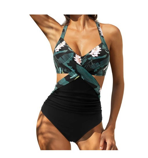 Europa y los Estados Unidos Amazon nuevo conjunto de trajes de baño unidone personaje de la mujer colgar el cuello se reúnen bikini de espalda descubierta