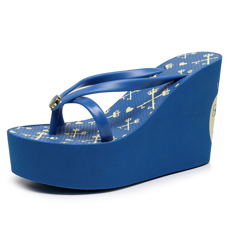 Wedge flip-flops women 11cm thick bottom beach non-slip slippers wedge sandals cross-border a generation of hair