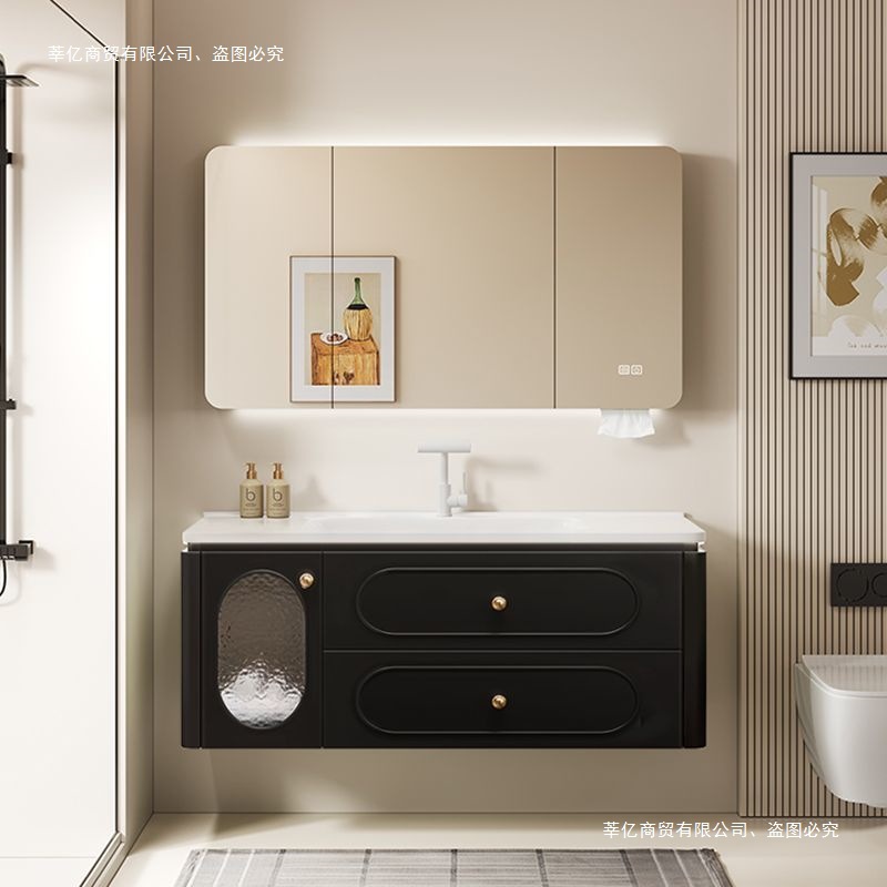 French Oak Paint Bathroom Cabinet Ceramic Integrated Washbasin Cabinet Combination Bathroom Washbasin Washstand Home