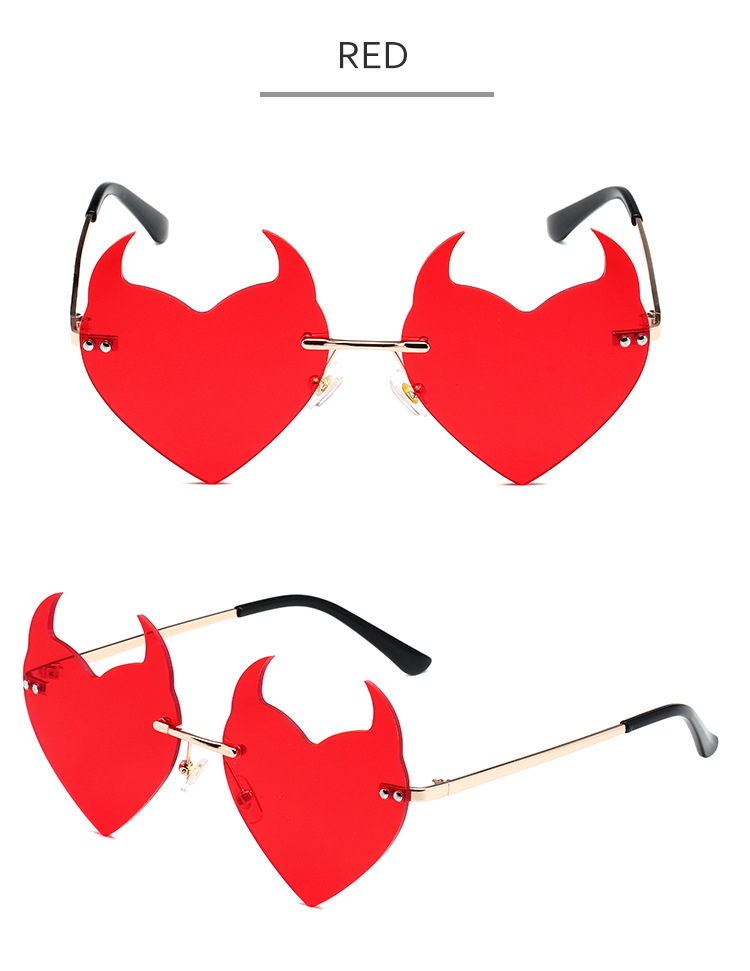 Men's Sunglasses Little Devil Frameless Sunglasses Funny Catwalk Style Unisex Cartoon Cute Metal Glasses_voghion.com