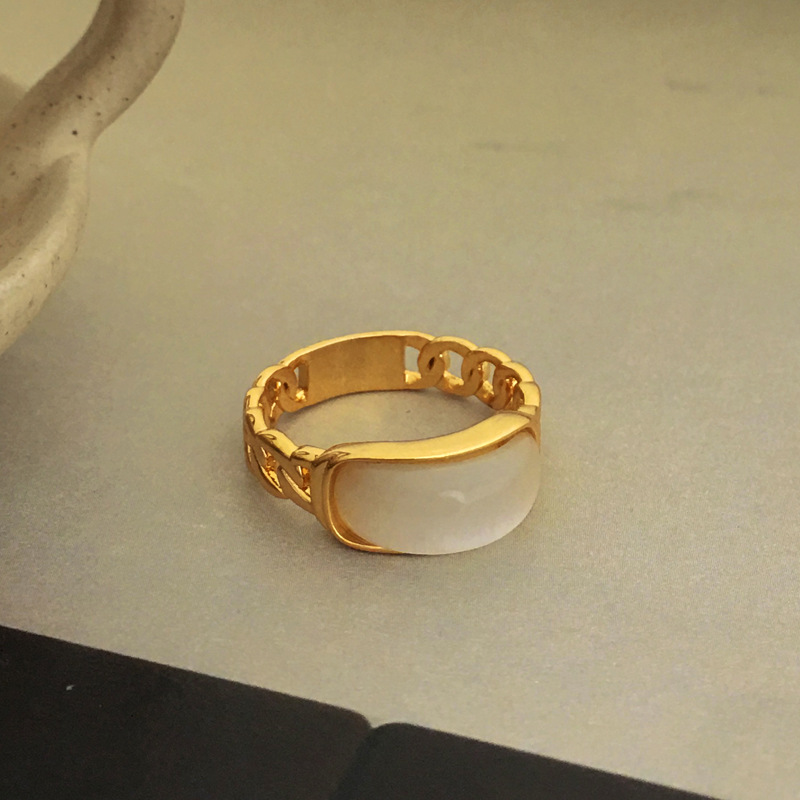 Retro Geometric Copper Rings Plating Opal Copper Rings