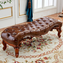 9W床尾凳欧式实木雕花沙发凳美式轻奢长床榻卧室床前凳换鞋凳贵妃