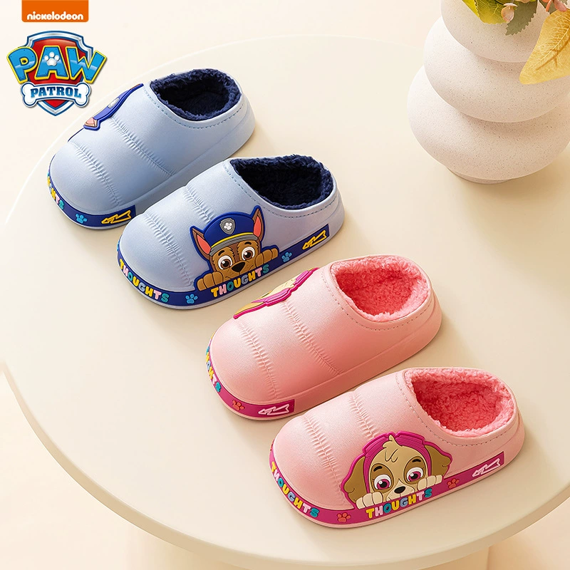Детские хлопковые тапочки Wangwang, Нескользящие домашние хлопковые тапочки для мальчиков, непромокаемые пушистые тапочки для девочек