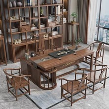 實木茶桌椅組合新中式辦公室茶幾茶具套裝家用茶桌全套功夫泡茶台