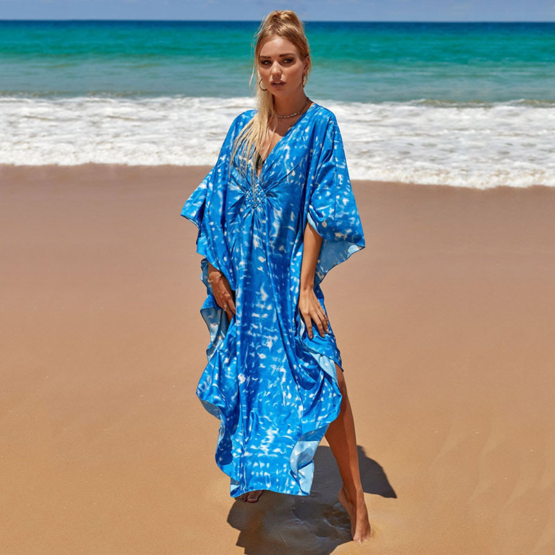 224g Weight Sunscreen Shirt Outerwear Type 3/4 Length Sleeve Sleeve Length Polyester Fabric Type Long Top Length V Neck Neckline Printing, Leopard Pattern Spring&Summer Season Women's Gender Vacation, Beach Style Women's Printing Leopard Vacation Beach Cover Ups 45