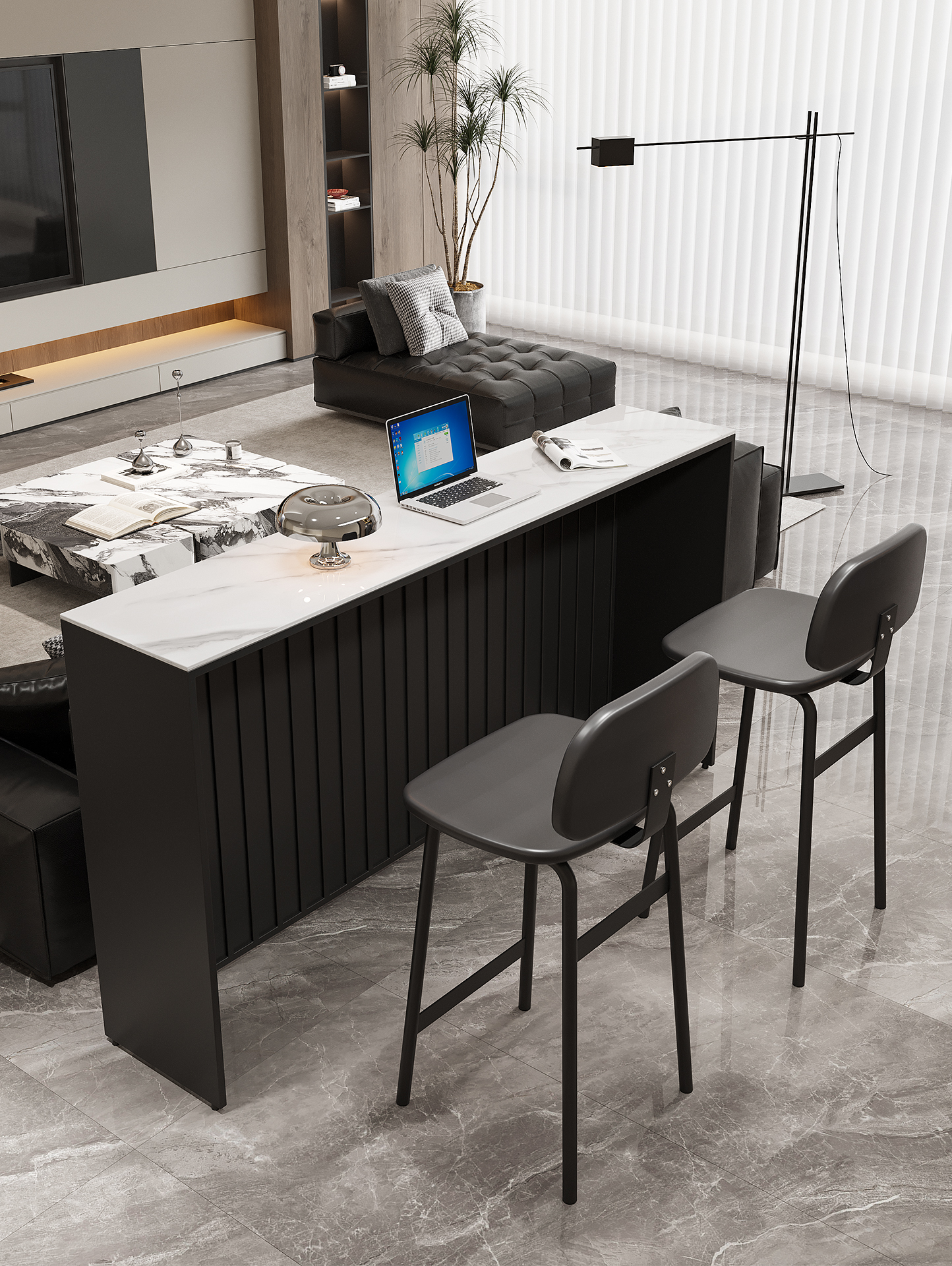 ✅ Modern Simple Creative Slate Bar Table Home Wall-Mounted High Table Living Room Partition Sofa Back Bar Table Long Strip