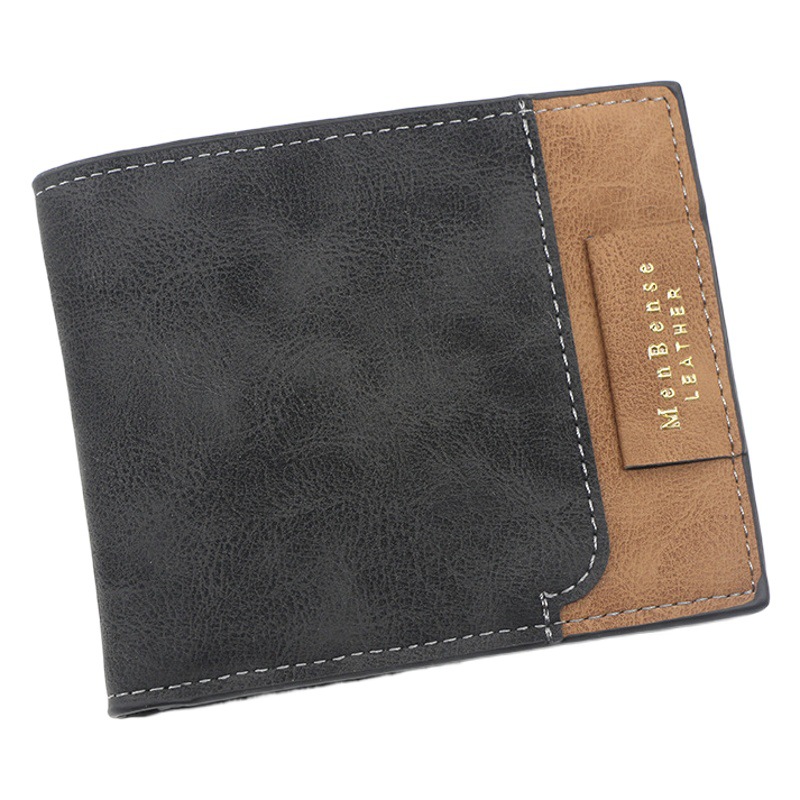 MenBense nueva cartera corta para hombres con estampado dorado esmerilado de tres pliegues bolsa cartera corta para hombres de hojas sueltas