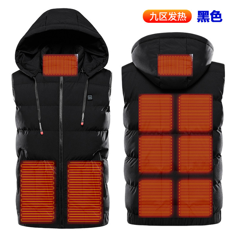 Cross-Border Winter Graphene Heating Vest for Men and Women, USB Smart Constant Temperature Heating Outdoor Hooded Clothing