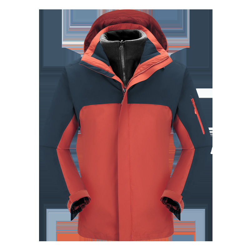 3 - en - 1 traje de asalto desmontable a prueba de viento dos piezas juego de ropa de trabajo de terciopelo casual capa de impresión LOGO para hombres