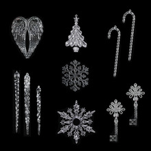 圣诞节装饰心灵之锁水晶仿真钥匙挂件3d立体钥匙扣雪花装饰吊坠