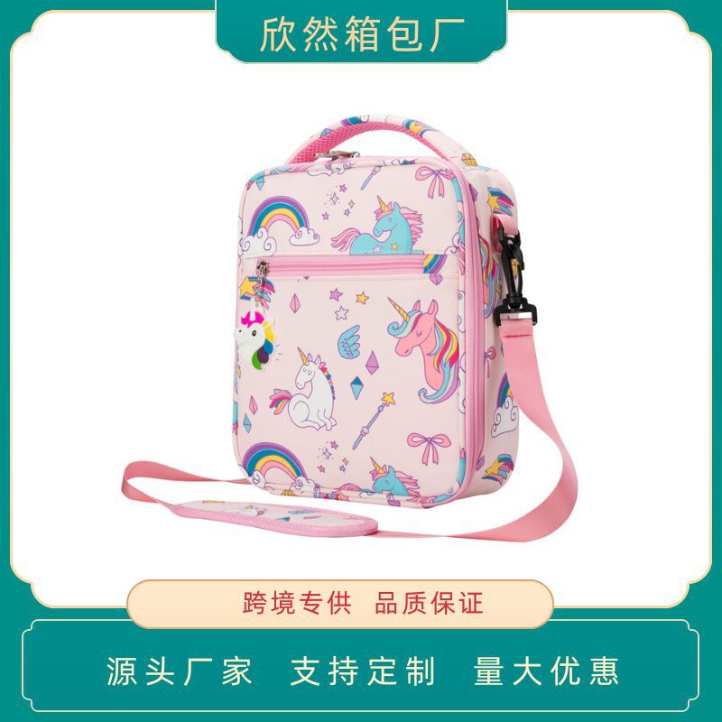Crossbody Ice Bag Unicorn Print Student Insulated Lunch Bag Portable Children's Cartoon Pattern Portable Ice Bag