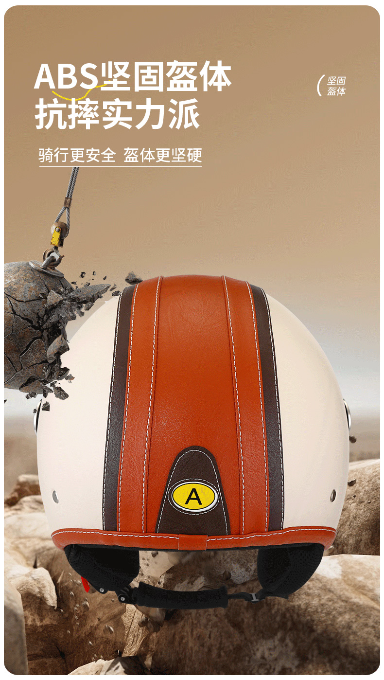 3C certification helmet female male double mirror bluetooth leather helmet motorcycle electric motorcycle helmet retro 3/4 half helmet