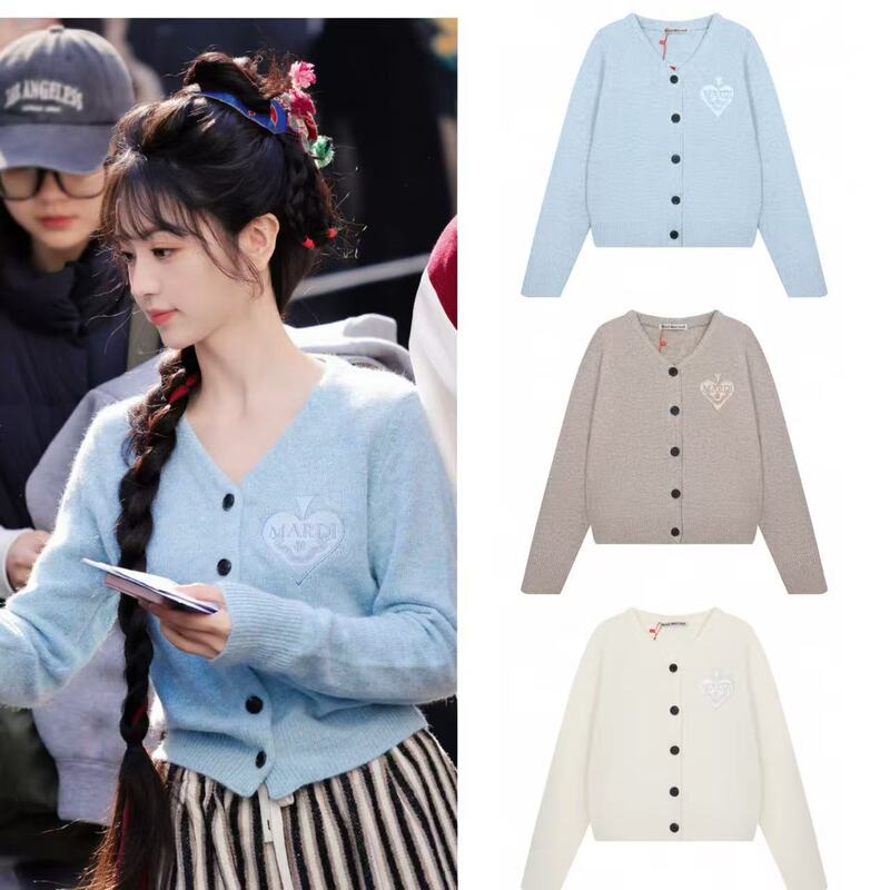 Korean Style Daisy Embroidered Sweet Elegant Sweater for Women Autumn and Winter New Loose Preppy Style Casual Versatile Knitted Cardigan Korean Style Daisy Embroidered Sweet Elegant Sweater for Women Autumn and Winter New Loose Preppy Style Casual Versatile Knitted Cardigan