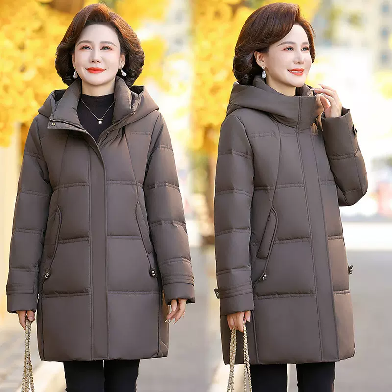 气质中年妈妈羽绒服女2024年冬季新款韩版时尚中长款保暖女装外套