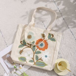 Cross-Border Hot Selling Amazon Popular Embroidered Bag Canvas Bag Amazon Aliexpress Dropshipping