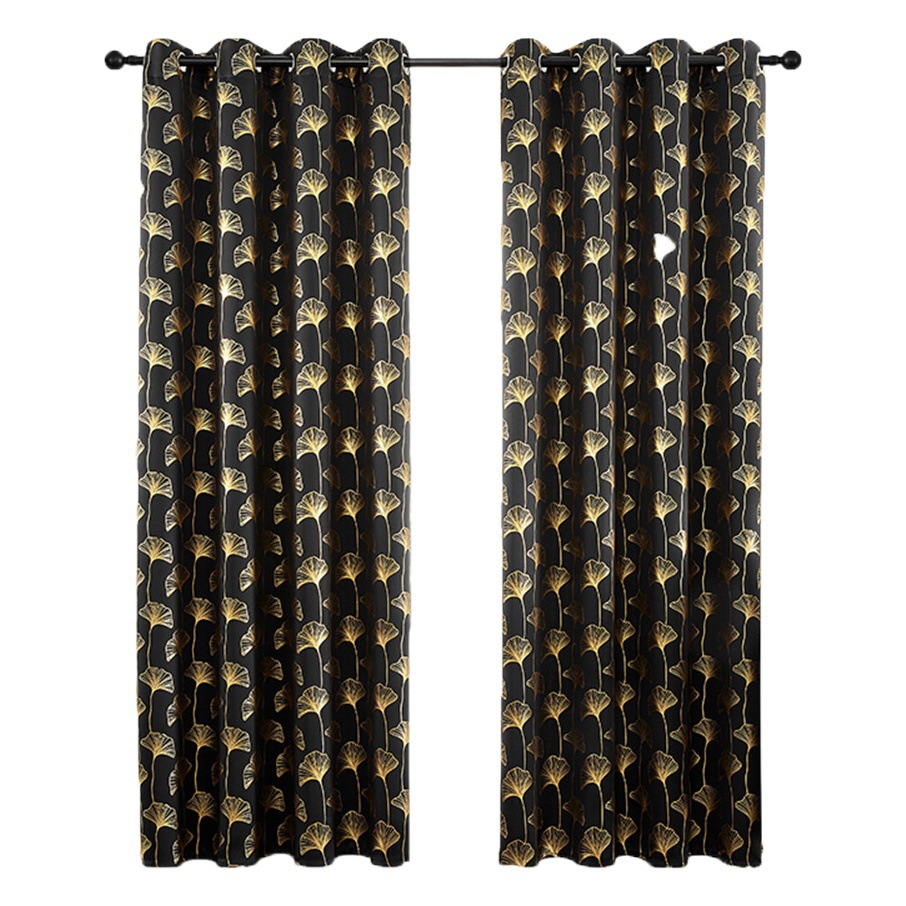 Amazon transfronterizo dorado cortina de hojas de ginkgo sombreado cálido resistente al frío Temu Comercio exterior exclusivo para cortinas