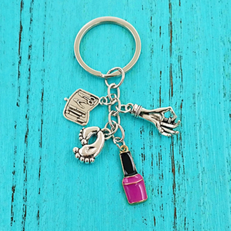 Cross-border Fashion Nail and Scissors Keychain Alloy Nail Tools Hanging Distinctive Simple Women's Bag Pendant