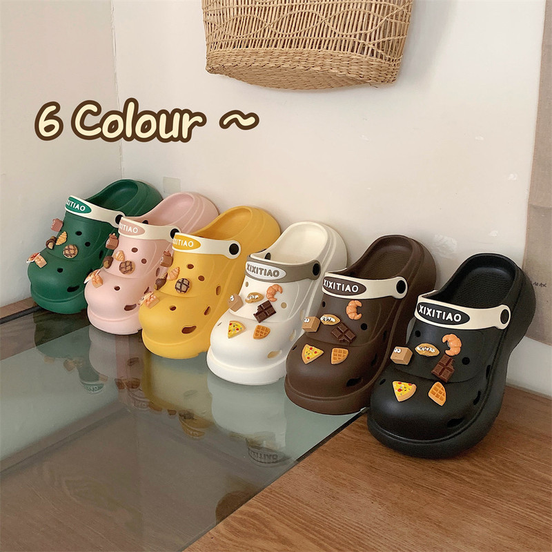 Summer Cute Creative Snacks, Women's Student Sandals, Japanese-Style Comfortable Color-Blocking Outdoor Wear, Trendy Ins-Style Clogs