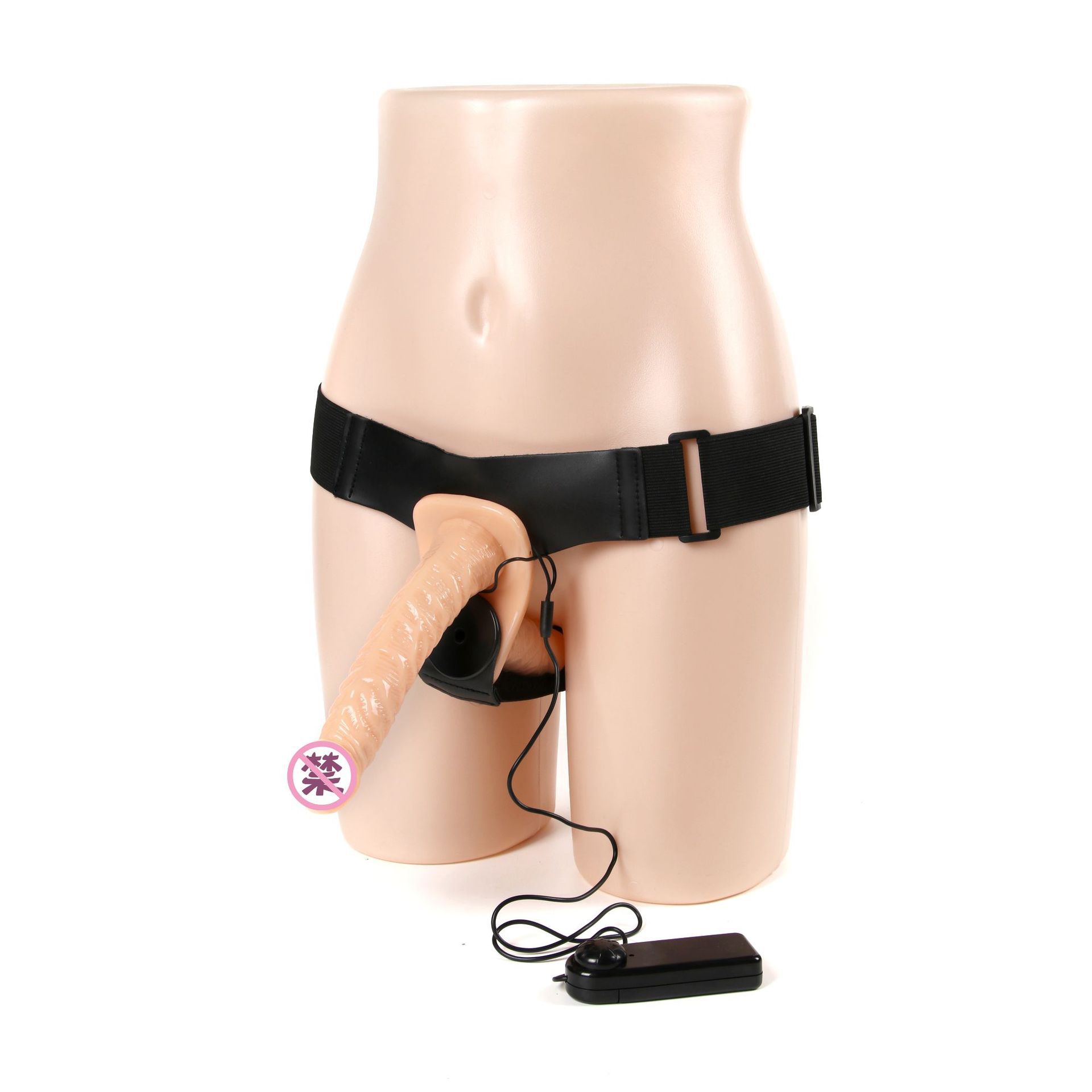 Wearable Double-Ended Strapless Dildo with Remote Control, TPE, Skin Tone — detail image 4