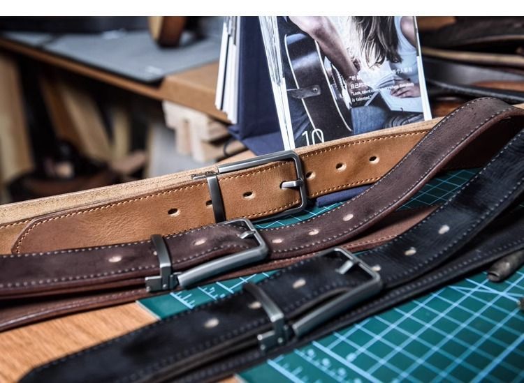 El Yapımı Üst Katman Sığır Derisi Kemer Vintage Bitki İşlemi Saf Sığır Derisi Iğne Toka Erkek İş Pantolonu Antikleştirilmiş Gerçek Deri Pantolon Kemeri