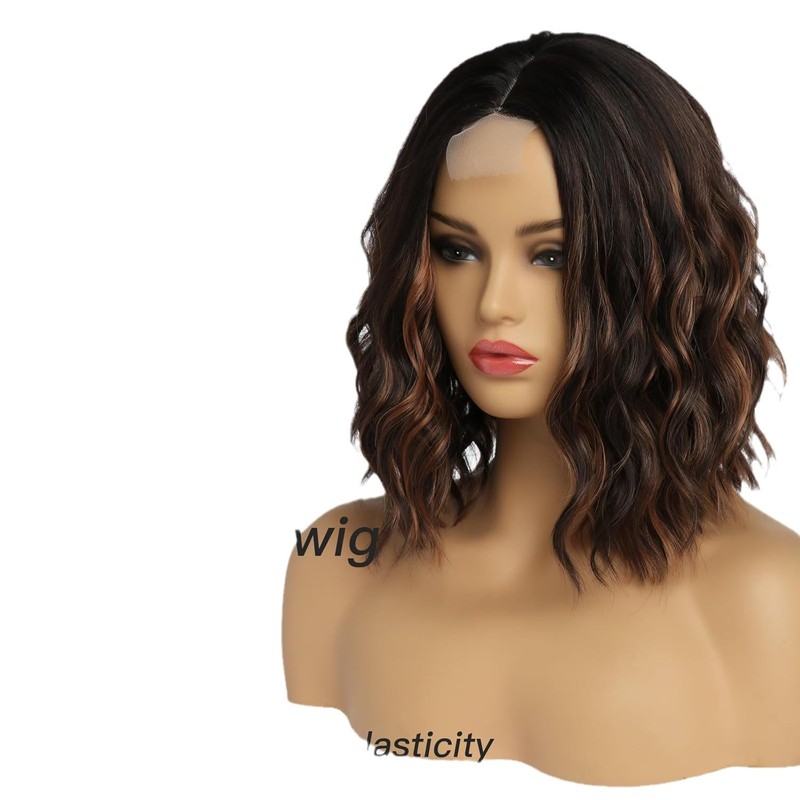 クロスボーダー欧米風ウィッグ レディース フロントレースウィッグ 化繊ヘアカバー カールショートヘアウィッグ フロントレースウィッグ|undefined