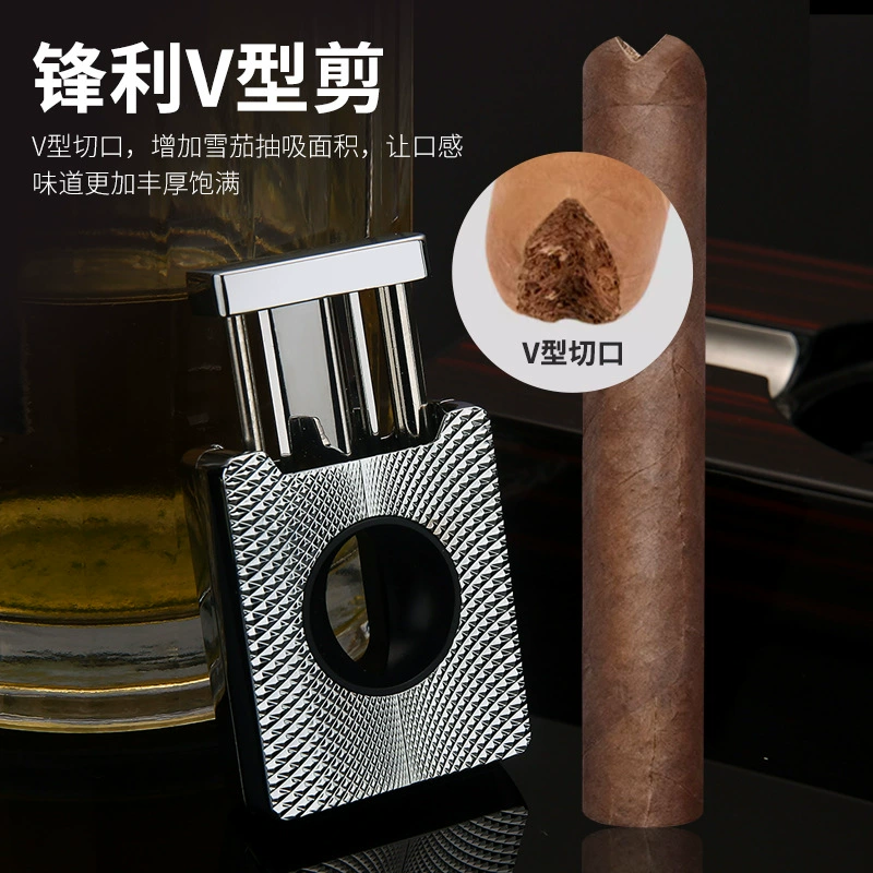 Baicheng Chenyuan № 1 нож для сигар металлический V-образный портативный ретро стерео резной узор острый круглый