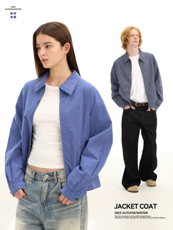 Miu系格纹Cleanfit廓形BOXY版型翻领宽松夹克外套男女秋冬新款|undefined