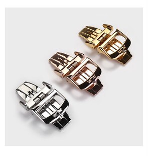 New Jijia Butterfly Buckle Accessories Watch Buckle Men's Leather Strap Butterfly Buckle Folding Stainless Steel 18mm Stainless Steel Buckle