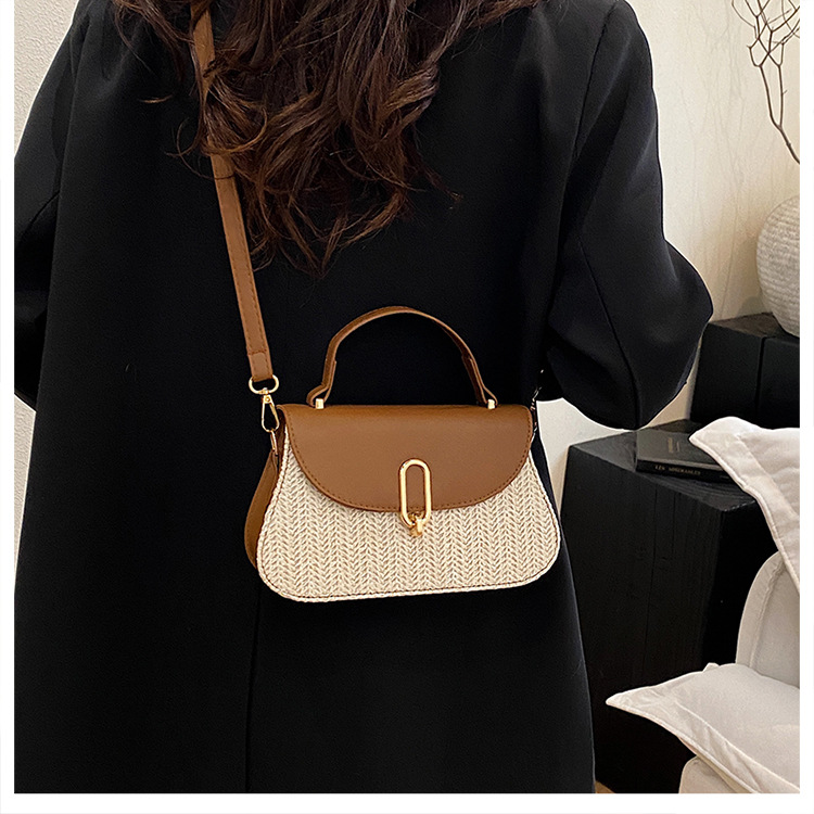 264g Weight Lock clasp Closure Type Single Shoulder Strap Strap Type Shoulder Bag Bags Type Casual Occasion Pu Leather Material Color Block Pattern All Seasons Season Women's Gender Streetwear Style Square Shape Women's Pu Leather Color Block Streetwear Square Lock Clasp Shoulder Bag 8