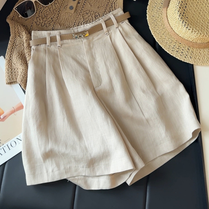 Old Money Style Cotton and Linen Wide-Leg Shorts for Women, New Summer Style, Elegant Casual High-Waisted Slimming Versatile Straight Pants A12150 Old Money Style Cotton and Linen Wide-Leg Shorts for Women, New Summer Style, Elegant Casual High-Waisted Slimming Versatile Straight Pants A12150