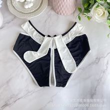 批发日韩可爱性感兔女郎冰丝开裆丁字裤镂空性感女士内裤