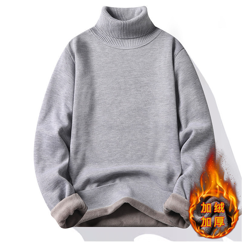Turtleneck Sweater Men's Autumn and Winter fleece-lined Thickened New Turtleneck Sweater Youth Autumn and Winter Base Shirt One-piece Velvet Turtleneck Sweater Men's Autumn and Winter fleece-lined Thickened New Turtleneck Sweater Youth Autumn and Winter Base Shirt One-piece Velvet