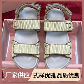 电绣拖鞋新鞋带厚底凉鞋糖果色露趾沙滩罗马鞋女透气防滑罗马风