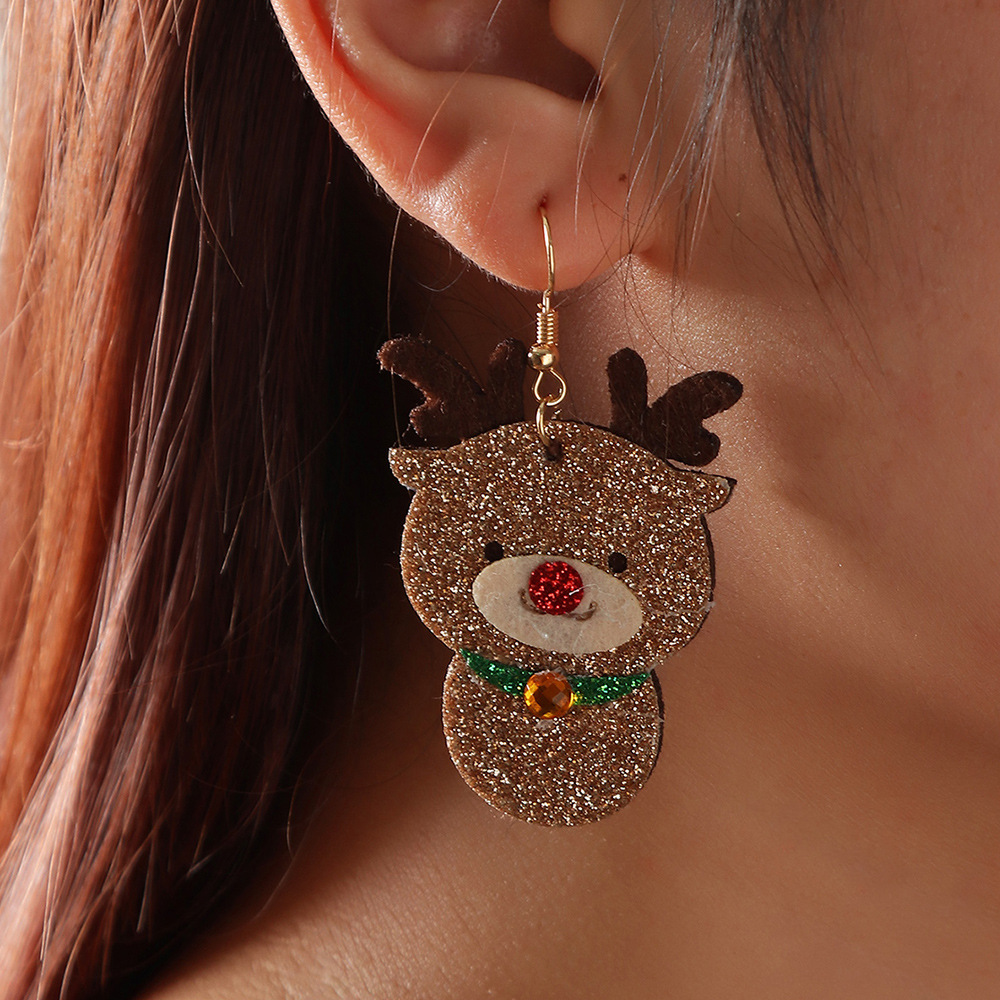 Jolies Boucles D&#39;oreilles De Noël En Tissu Scintillant Père Noël Elk Bijoux En Gros Nihaojewelry display picture 20