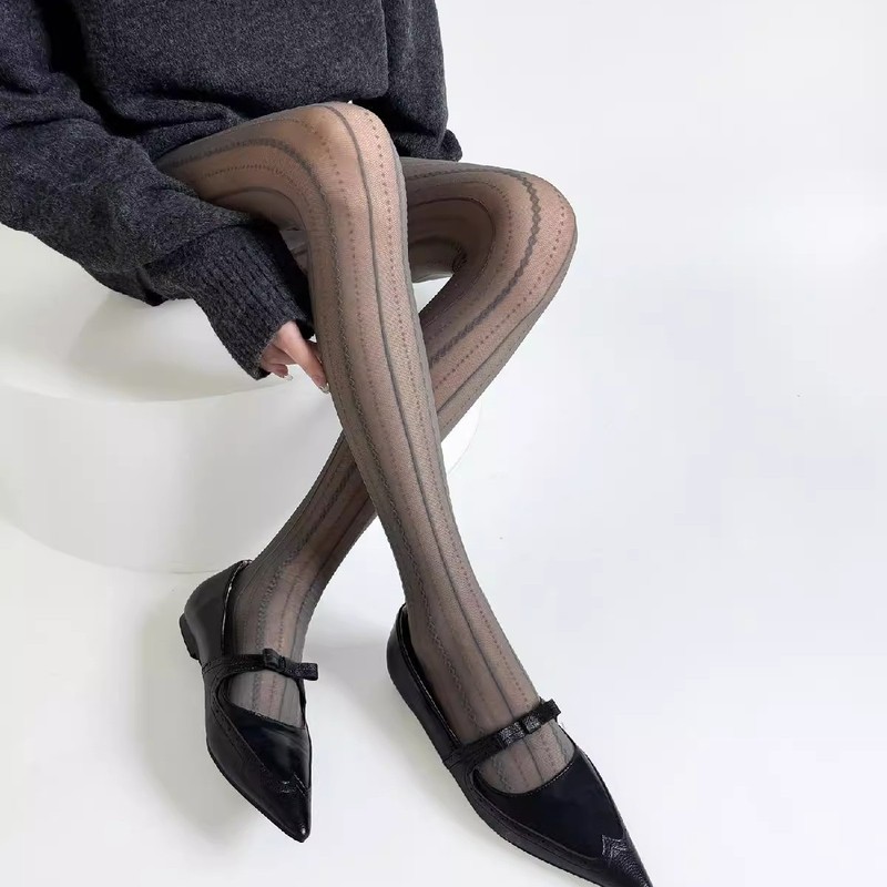 Purple Stockings for Women, Spring & Fall Thin French Lace Pantyhose, Jacquard Pure Desire Slimming Look Vertical Stripesd Bottoming Stockings, Black Stockings Purple Stockings for Women, Spring & Fall Thin French Lace Pantyhose, Jacquard Pure Desire Slimming Look Vertical Stripesd Bottoming Stockings, Black Stockings