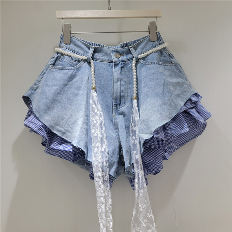 Pantalones Cortos de Mezclilla de Tiro Alto para Mujer con Cinturón