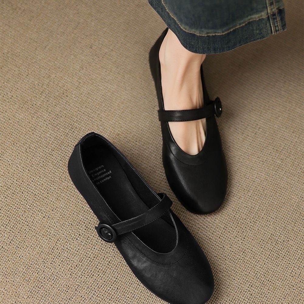 Vento suave francés con cabeza redonda, zapatos de mujer, primavera de 2026, nuevos zapatos de solos planos superficiales