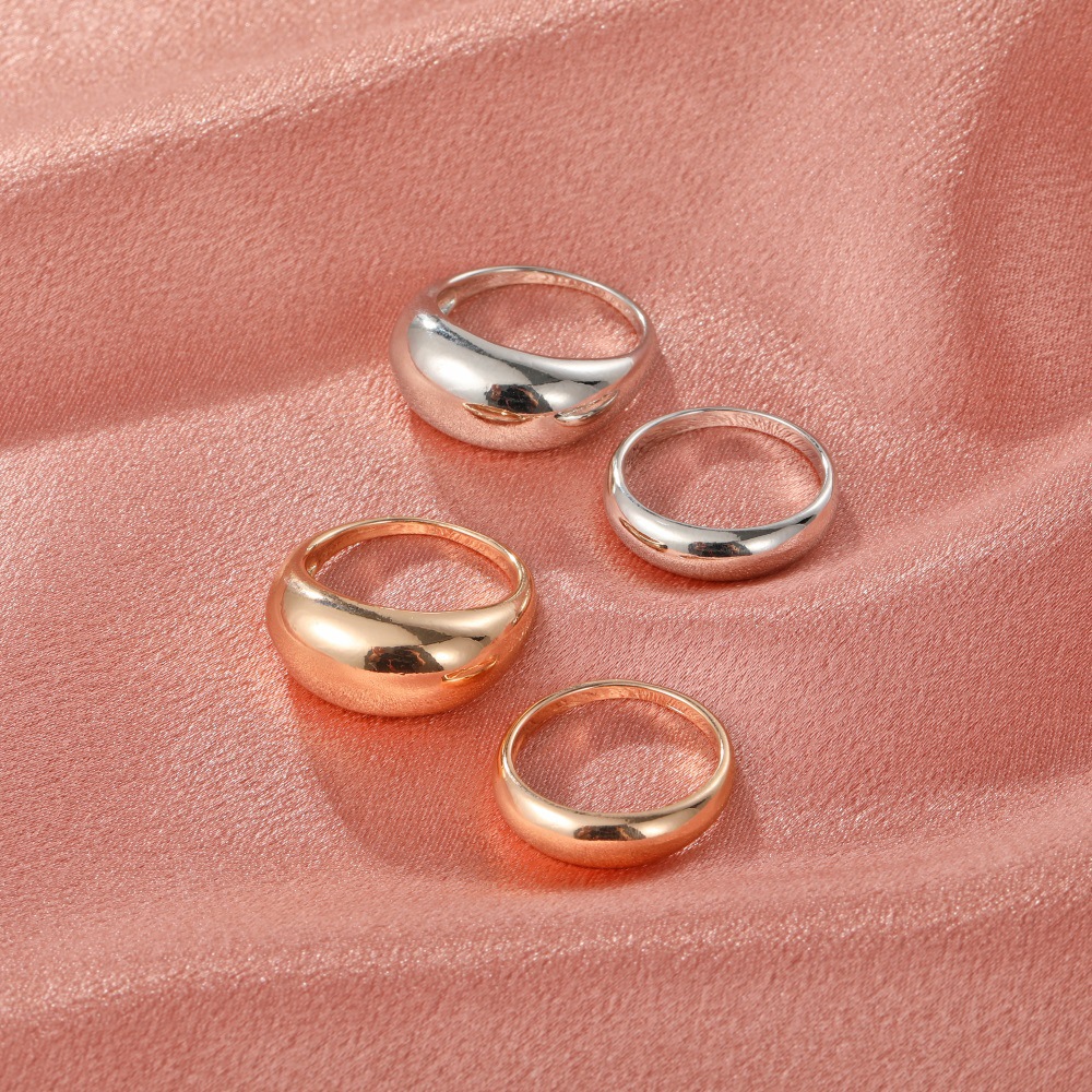 Cross-Border New Arrival Glossy Ring European and American Fashion Minimalist Metal Geometry Ring Ri