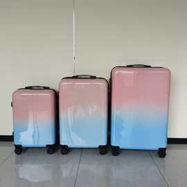 外贸款渐变色PVC拉杆箱成品3件套飞机轮静音旅行箱跨境电商工厂