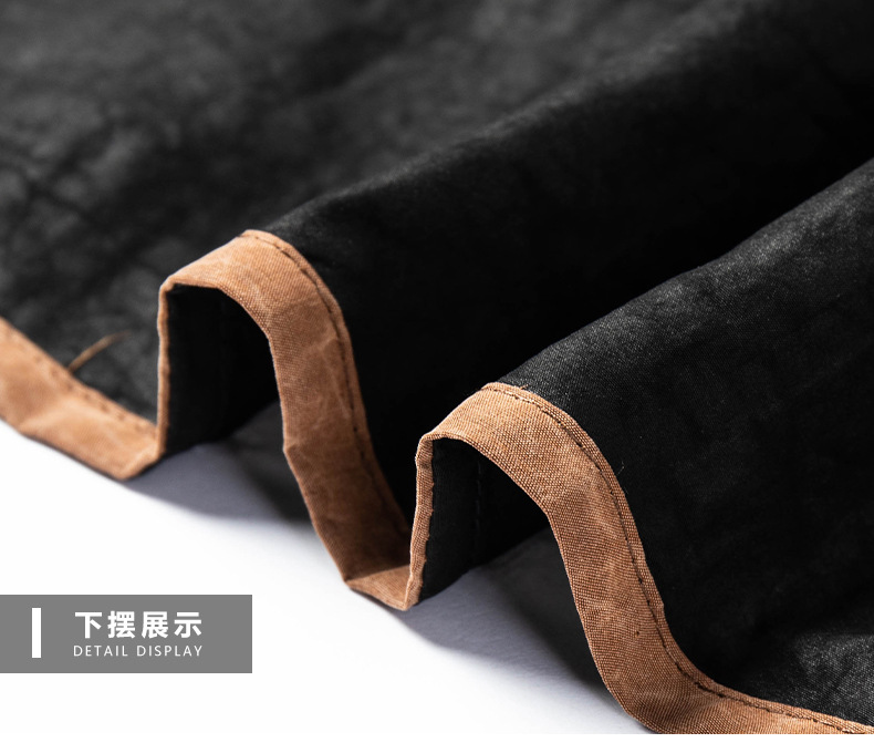 Áo sơ mi nam ngắn tay cổ đứng chất liệu lụa tơ tằm họa tiết vân rùa — Màu đen G6068 chi tiết 19