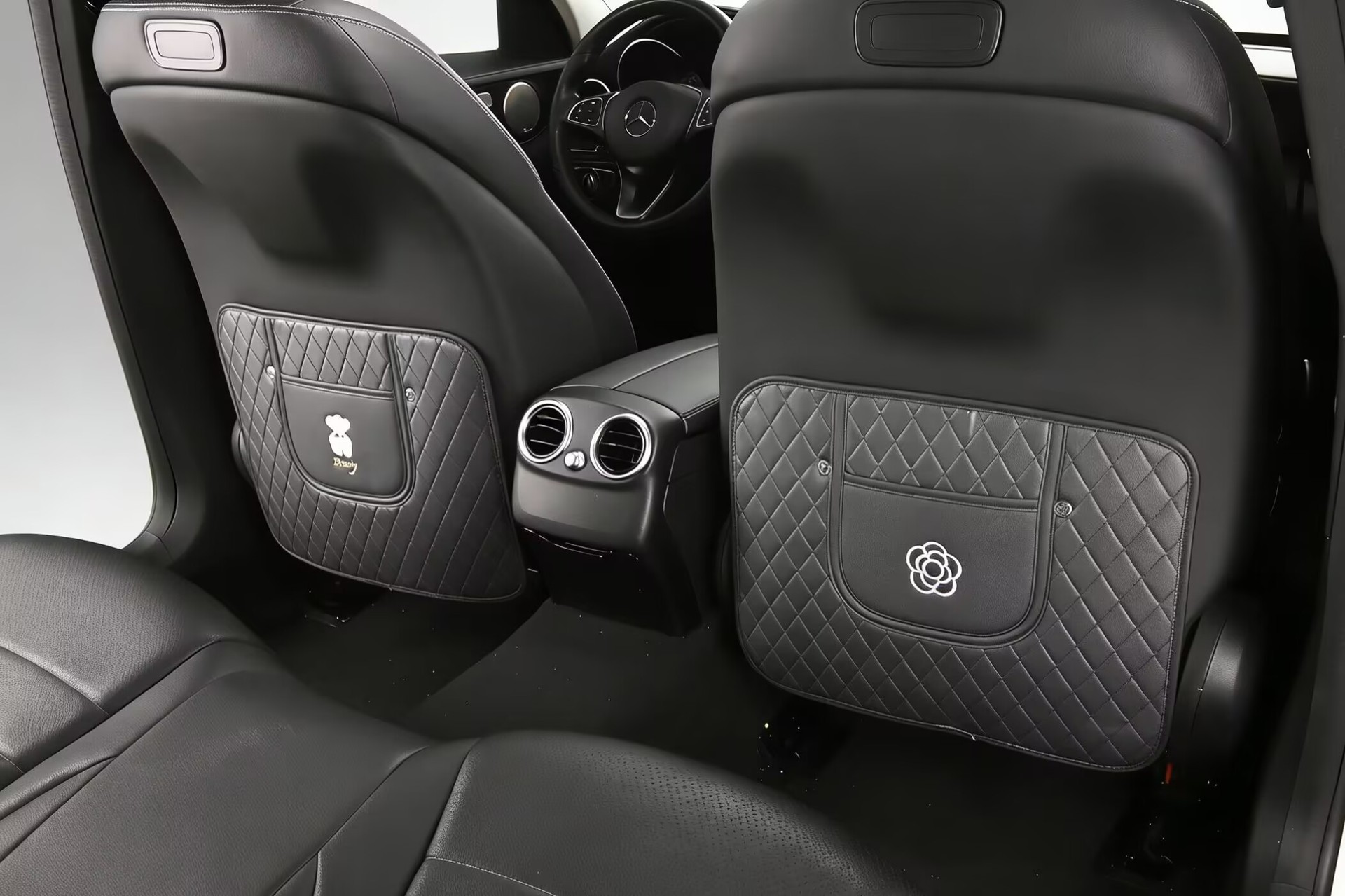 Camellia Car Anti-Kick Pad, Small Fragrance Style Rear Seat Protective Pad, Leather Seat Back Wear-Resistant Protective Pad