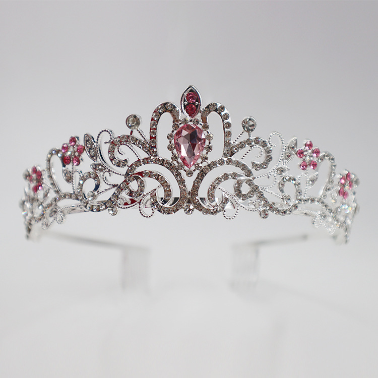 Tocados de Corona Europeos y Americanos, Accesorios para el Cabello de Novia de Aleación a la Moda, Diadema de Corona de Cristal para Fiesta, Lujosa