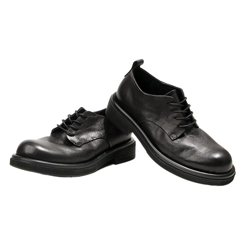 Кожаные туфли с круглым носком 66-4, повседневные мужские туфли из воловьей кожи в британском стиле, винтажная Мужская модная мужская обувь на платформе, цветная полированная вручную