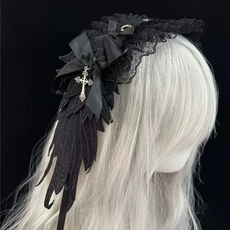 Lo娘翅膀发带哥特风暗黑天使头饰发饰亚文化辣妹朋克cosplay铆钉|undefined
